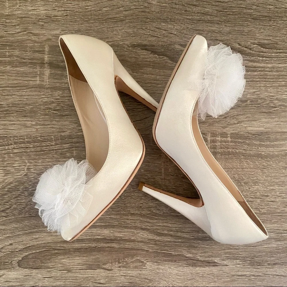 Loeffler Randal Satin Tulle Bridal Pumps - Picture 3 of 9